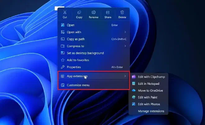 Дизайн нового контекстного меню Windows 11
