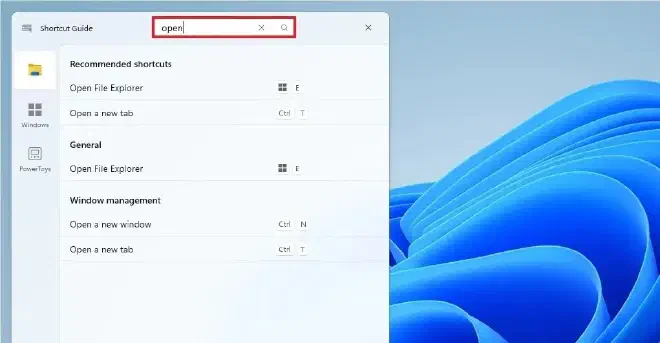 Поиск горячих клавиш в Shortcut Guide